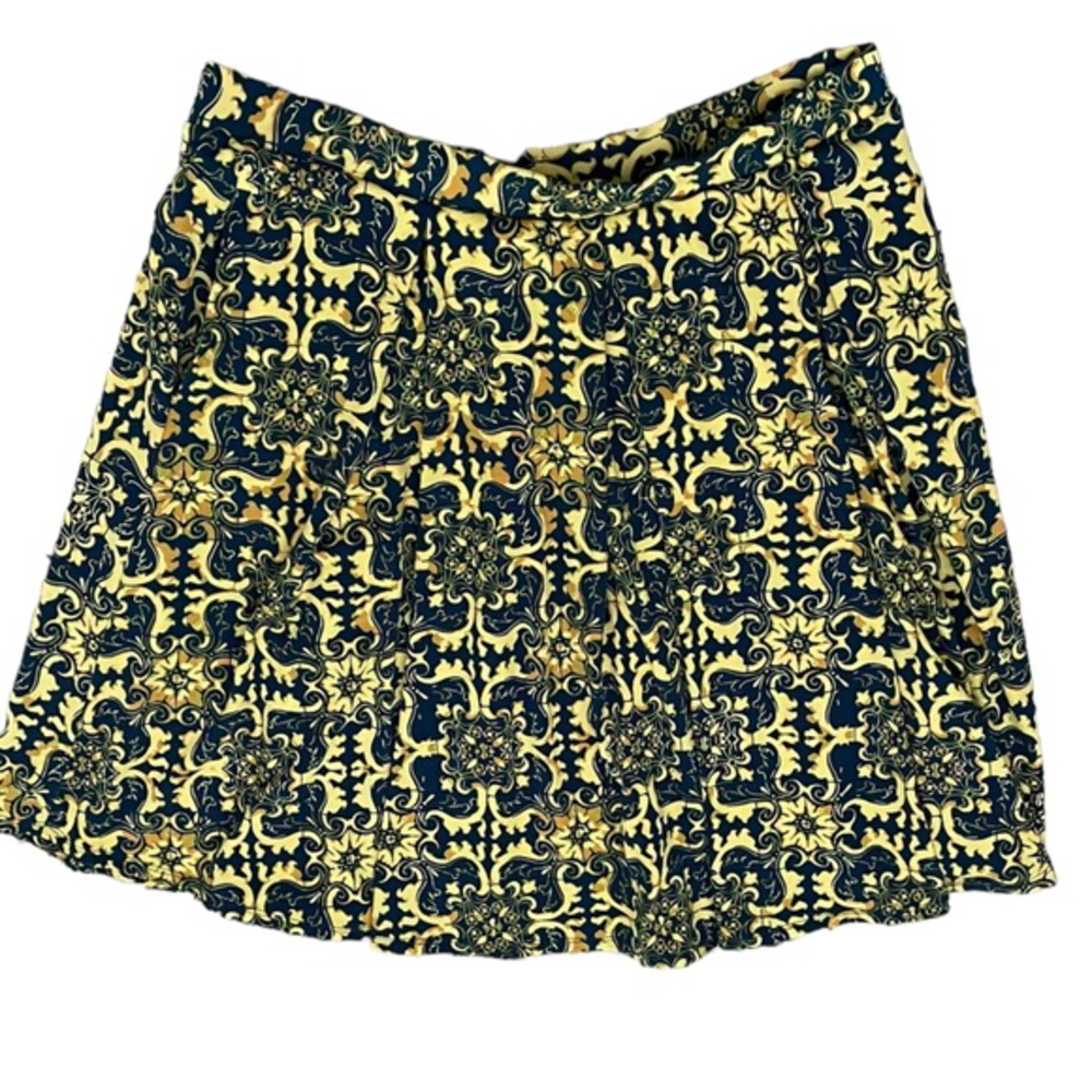 Lularoe Madison Teal and Yellow Skirt‎ with Pockets 2XL